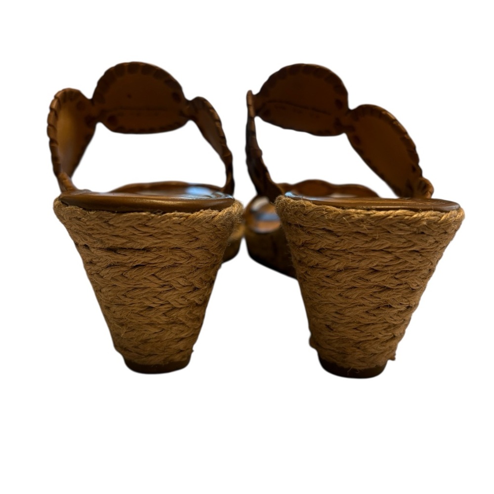 Jack Rogers Shelby Espadrille Wedge Slide Sandals Jute Leather Tan Brown Sz 8.5 - Picture 5 of 8